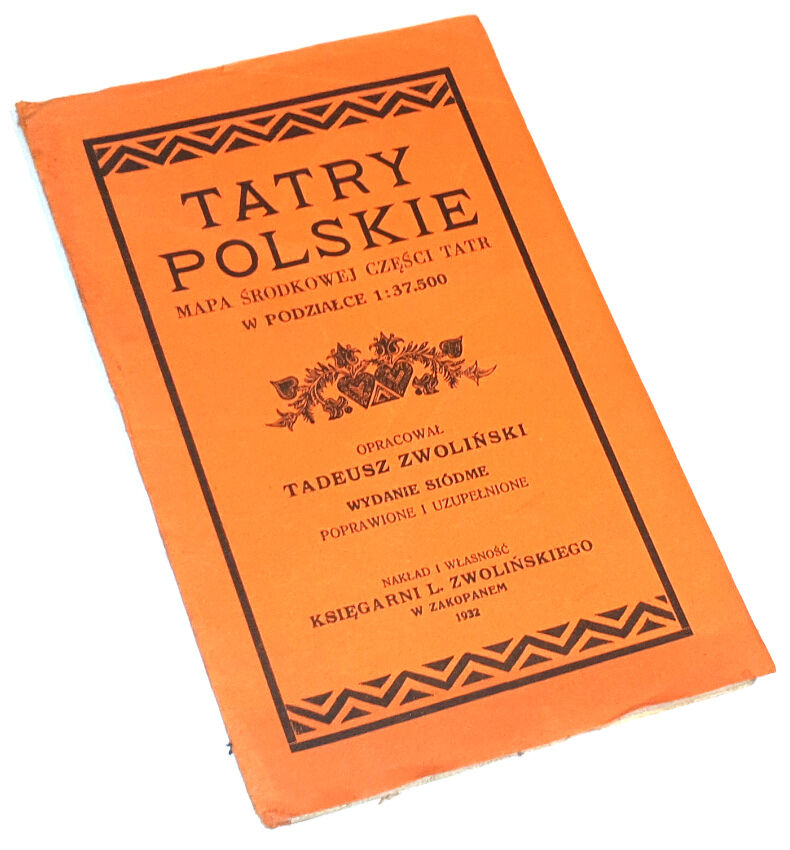 ZWOLIŃSKI - TATRY POLSKIE. Mapa środkowej części Tatr w podziałce 1:37.500 wyd. 1932r.