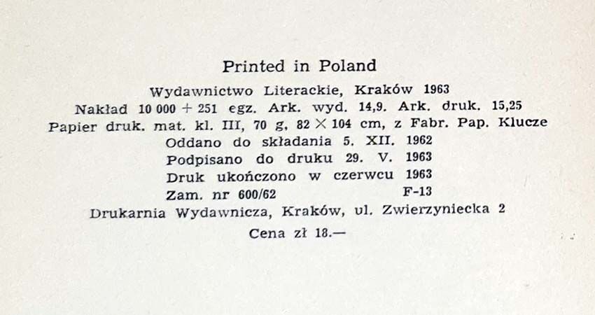 Stanisław Lem - Noc księżycowa, pierwsze wydanie książkowe, wyd.1, stopka wydawnicza